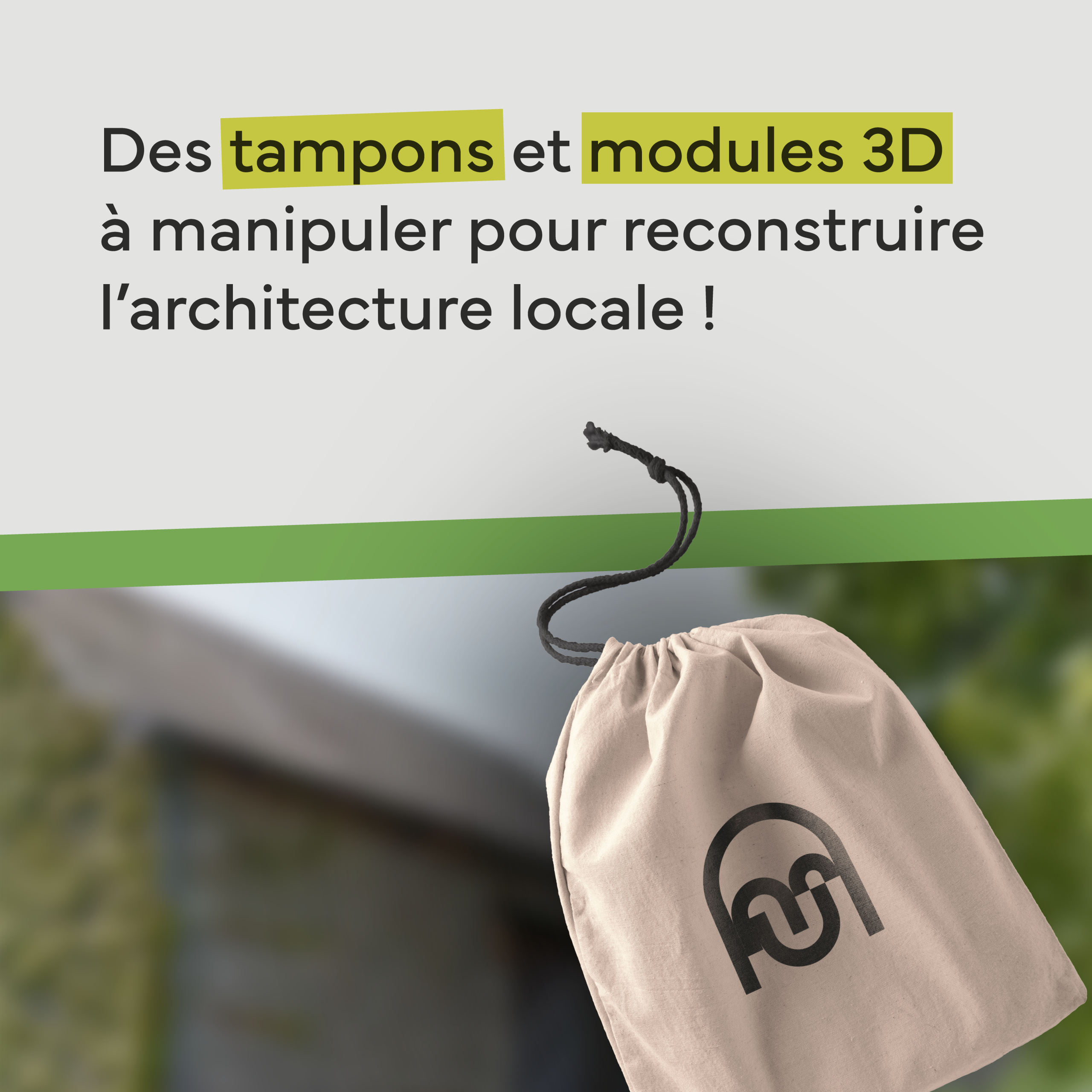 Post pour réseaux sociaux mettant en avant l'utilisation numérique du jeu sur smartphone. Arrière plan graphique illustrant un des parcours proposés.