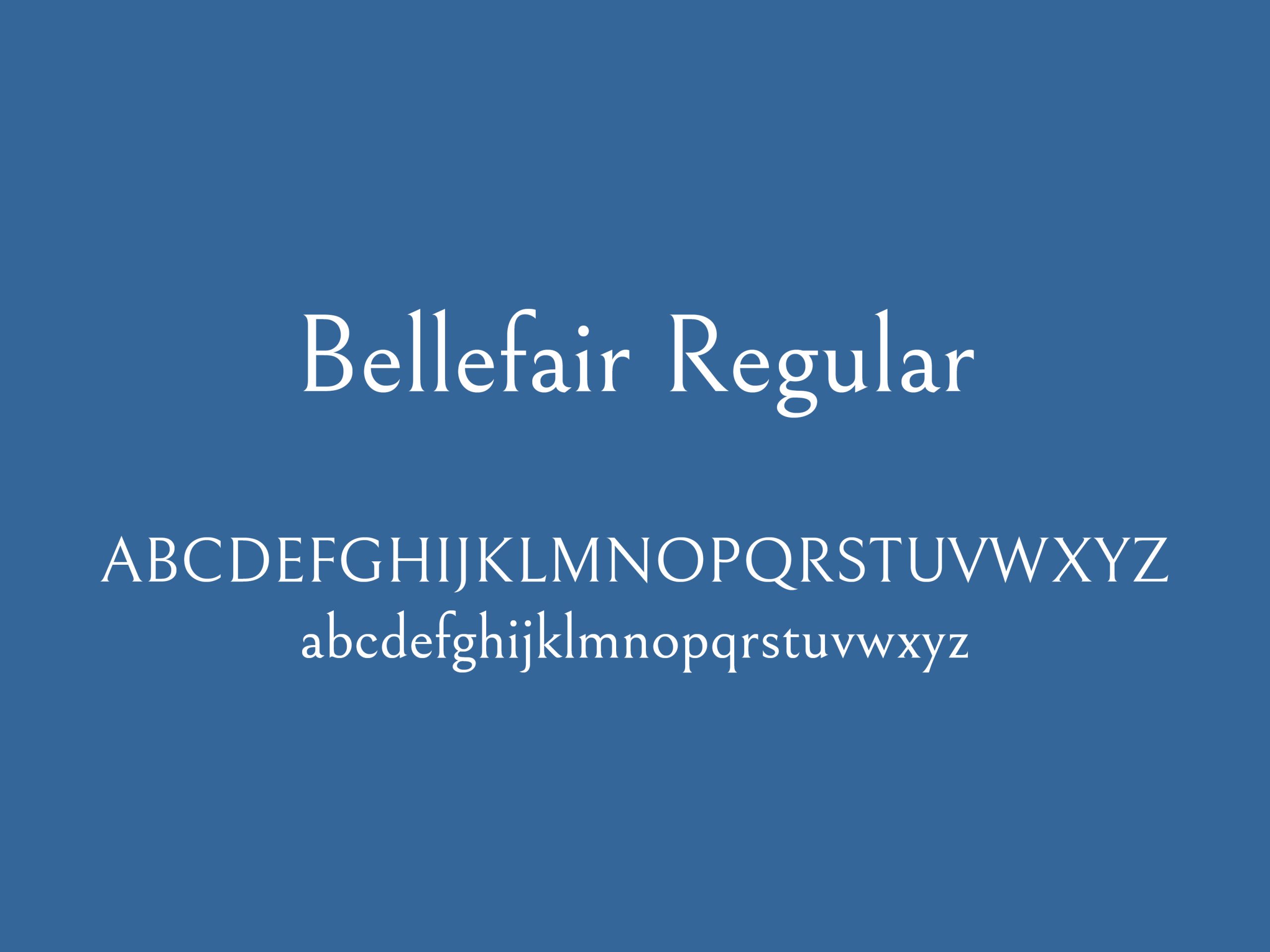 Mise en page de la typographie de titre pour Le Coin du Bonheur. Utilsation de la font Bellefair Regular en blanc sur fond bleu.